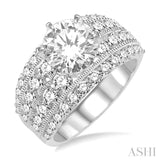 2 1/10 Ctw Diamond Semi-Mount Engagement Ring in 14K White Gold