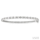Silver Heart Shape Diamond Bangle