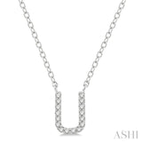 1/20 ctw Initial 'U' Round Cut Diamond Pendant With Chain in 14K White Gold