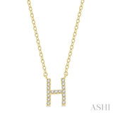 1/20 ctw Initial 'H' Round Cut Diamond Pendant With Chain in 14K Yellow Gold