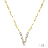 1/20 ctw Initial 'V' Round Cut Diamond Pendant With Chain in 14K Yellow Gold