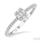 1/4 ctw Cushion Shape Baguette and Round Cut Diamond Fashion Promise Ring in 14K White Gold