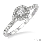 1/4 ctw Round and Pear Cut Diamond Petite Fashion Ring in 14K White Gold
