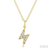 1/10 ctw Lightning Bolt Round Cut Diamond Petite Fashion Pendant With Chain in 14K Yellow Gold