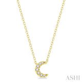 1/20 ctw Crescent Round Cut Diamond Petite Fashion Pendant With Chain in 14K Yellow Gold