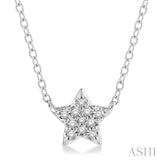 1/10 ctw Star Of David Round Cut Diamond Petite Fashion Pendant With Chain in 14K White Gold