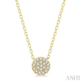1/8 ctw Disc Shape Round Cut Diamond Petite Fashion Pendant With Chain in 14K Yellow Gold