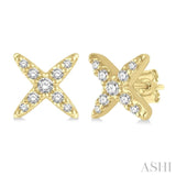 1/10 ctw 'X' Shape Round Cut Diamond Petite Fashion Earring in 14K Yellow Gold