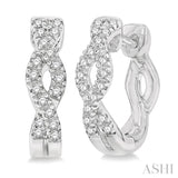 1/6 ctw Entwined Round Cut Diamond Huggie Earrings in 14K White Gold