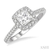 1/2 Ctw Square Shape Diamond Semi-Mount Engagement Ring in 14K White Gold