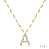 1/20 ctw Initial 'A' Round Cut Diamond Pendant With Chain in 14K Yellow Gold