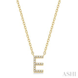 1/20 ctw Initial 'E' Round Cut Diamond Pendant With Chain in 14K Yellow Gold