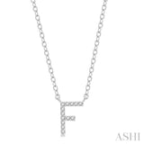 1/20 ctw Initial 'F' Round Cut Diamond Pendant With Chain in 14K White Gold