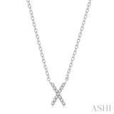 1/20 ctw Initial 'X' Round Cut Diamond Pendant With Chain in 14K White Gold