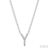1/20 ctw Initial 'Y' Round Cut Diamond Pendant With Chain in 14K White Gold