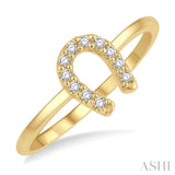 1/10 ctw Horseshoe Charm Round Cut Diamond Petite Fashion Ring in 14K Yellow Gold