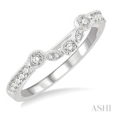 1/4 ctw Carved Curve Round Cut Diamond Wedding Band in 14K White Gold